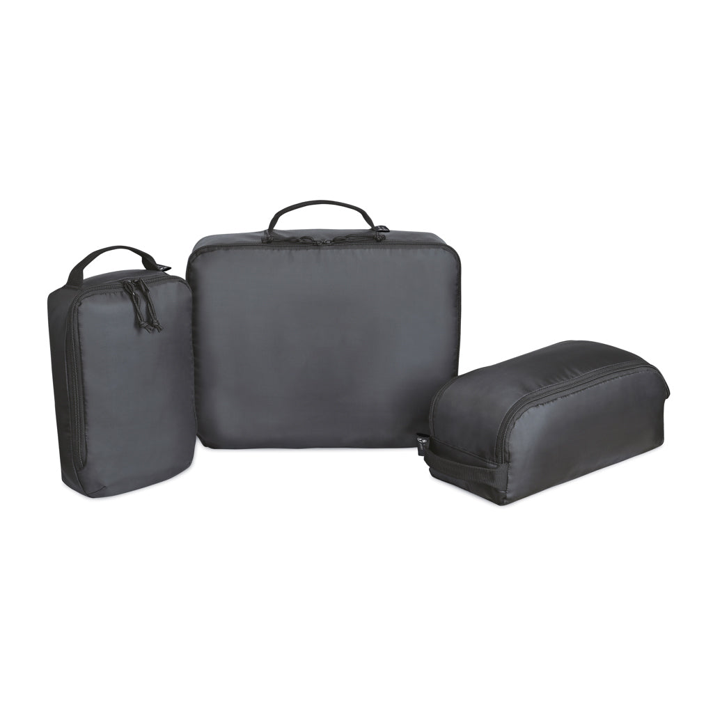 Packing cubes, set van 3, gerecycled PET, zwart