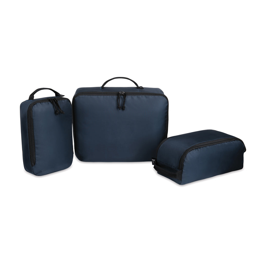 Packing cubes, set van 3, gerecycled PET, donkerblauw
