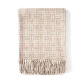 Jacquard geweven plaid met ruitpatroon, bruin