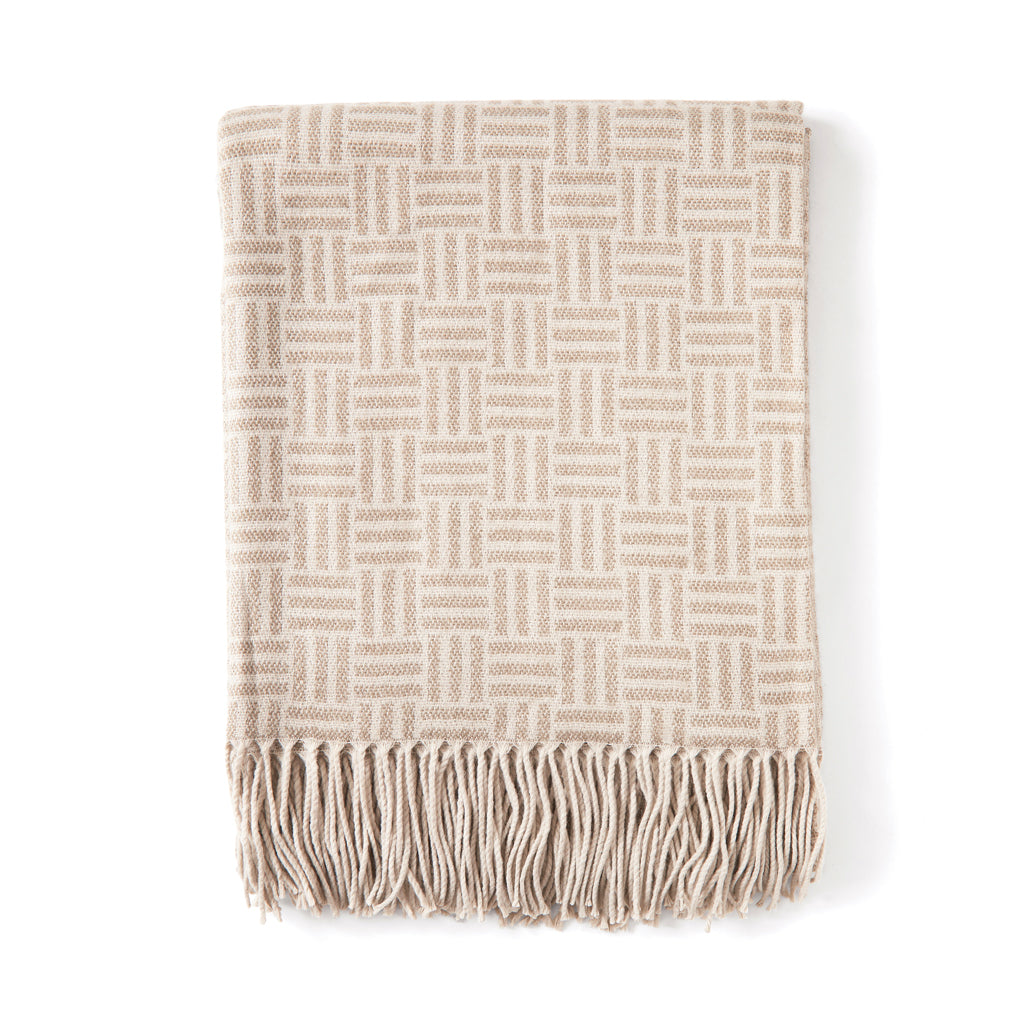 Jacquard geweven plaid met ruitpatroon, bruin