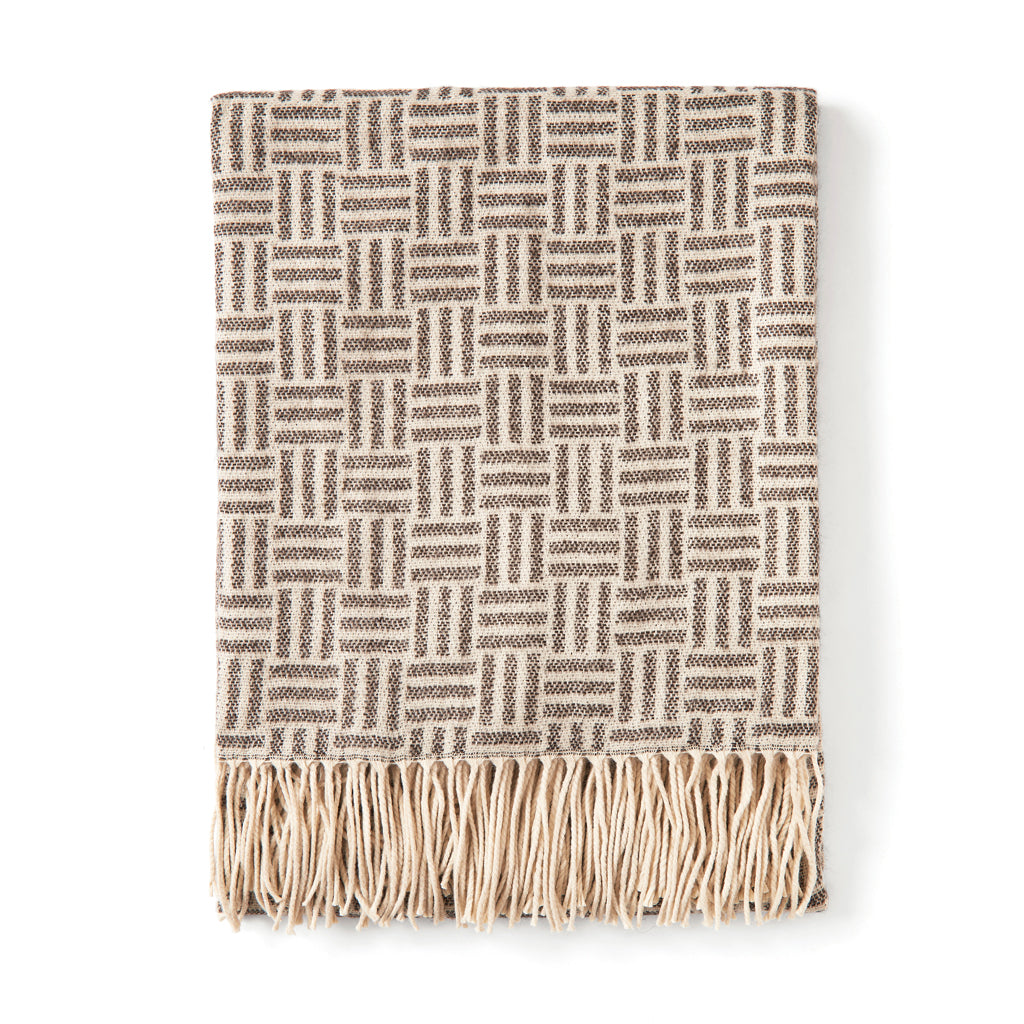 Jacquard geweven plaid met ruitpatroon, zwart