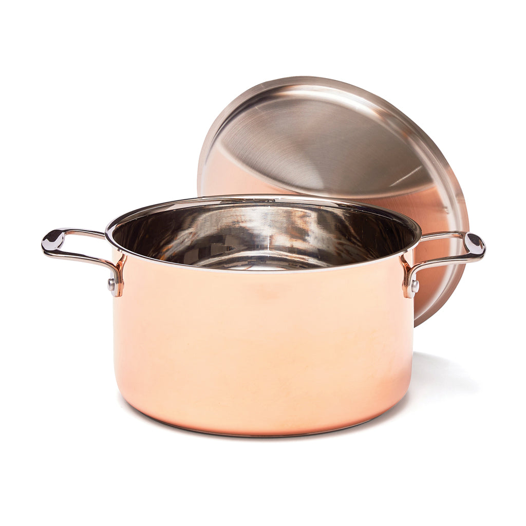 Koperen steelpan met drielaagse bodem, bruin