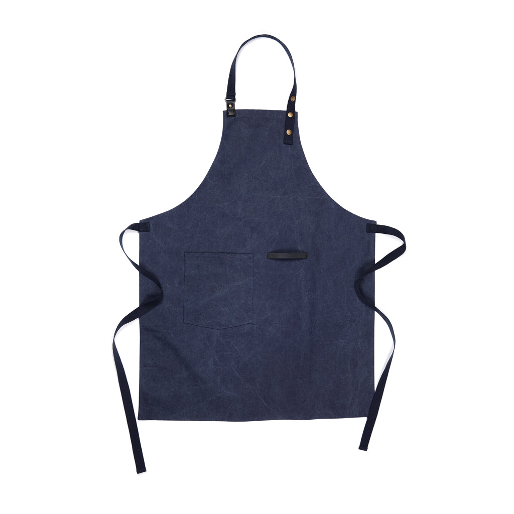 Schort met verstelbare nekband, gerecycled materiaal, donkerblauw