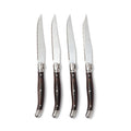 Steakmessenset van 4 stuks, RVS en hout, staal