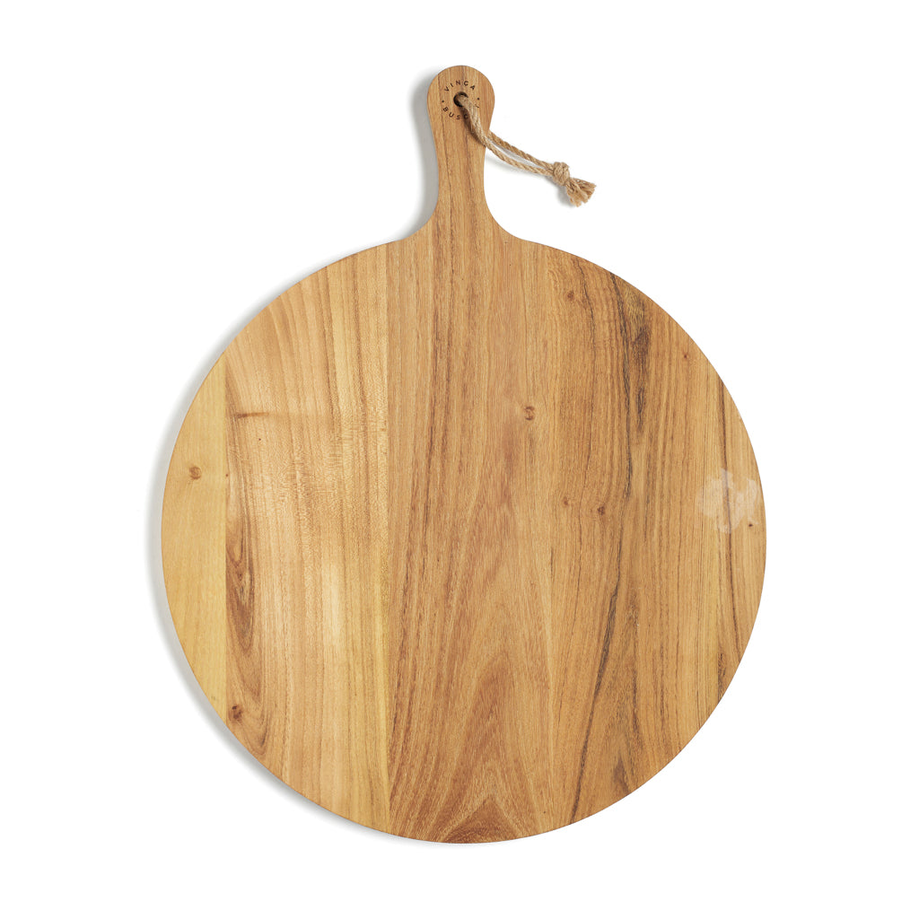 Ronde snij- en serveerplank van teakhout, 51 cm, bruin