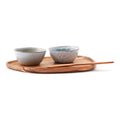 Tapasplank met twee schaaltjes, beige