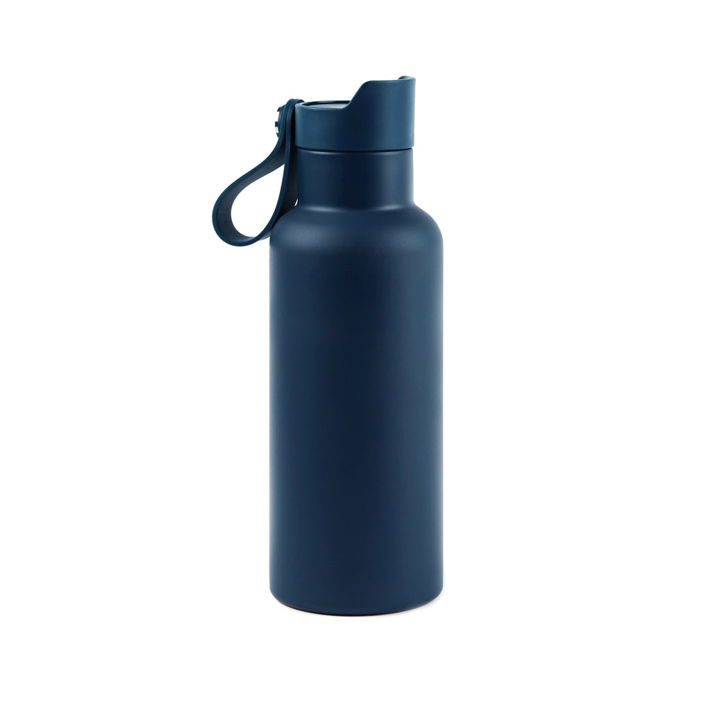 Sportthermosfles 500 ml met drukmok-functie, donkerblauw