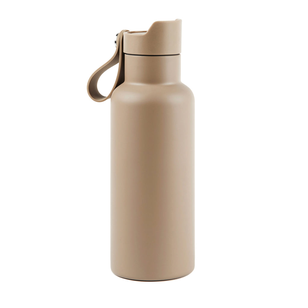 Sportthermosfles 500 ml met drukmok-functie, greige