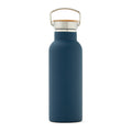Thermosfles, RVS met bamboe accent, blauw