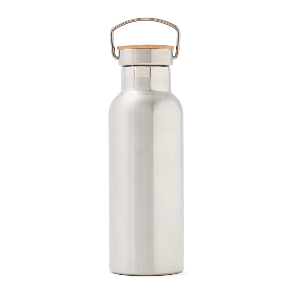 Thermosfles, RVS met bamboe accent, staal
