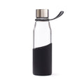 Glazen drinkfles met siliconen hoes, zwart