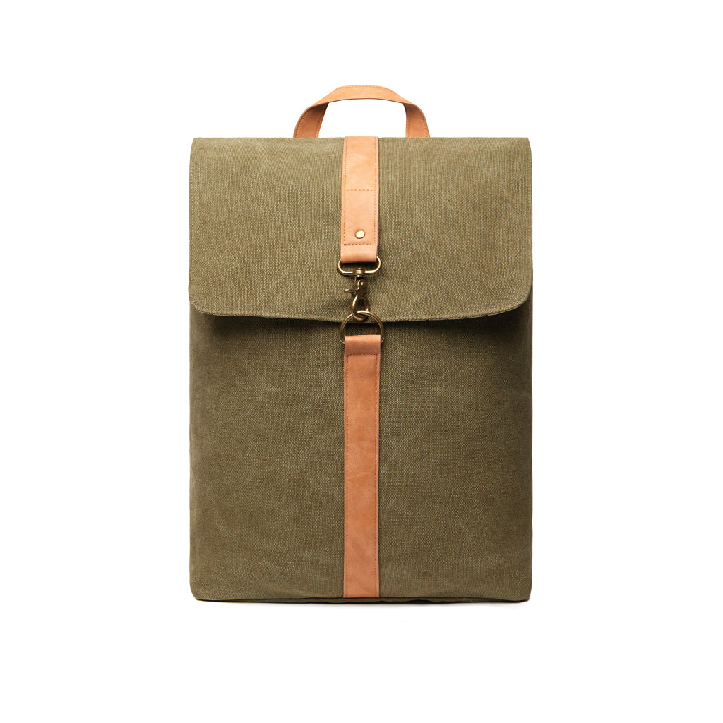 Rugzak voor laptop tot 17 inch, gerecycled canvas, groen