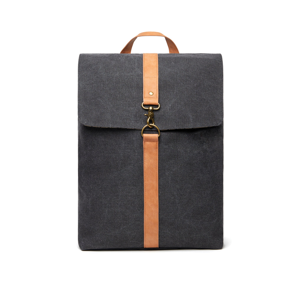 Rugzak voor laptop tot 17 inch, gerecycled canvas, zwart