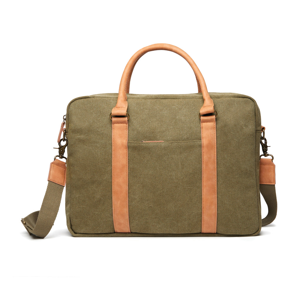 Laptoptas tot 17 inch, gerecycled canvas, groen