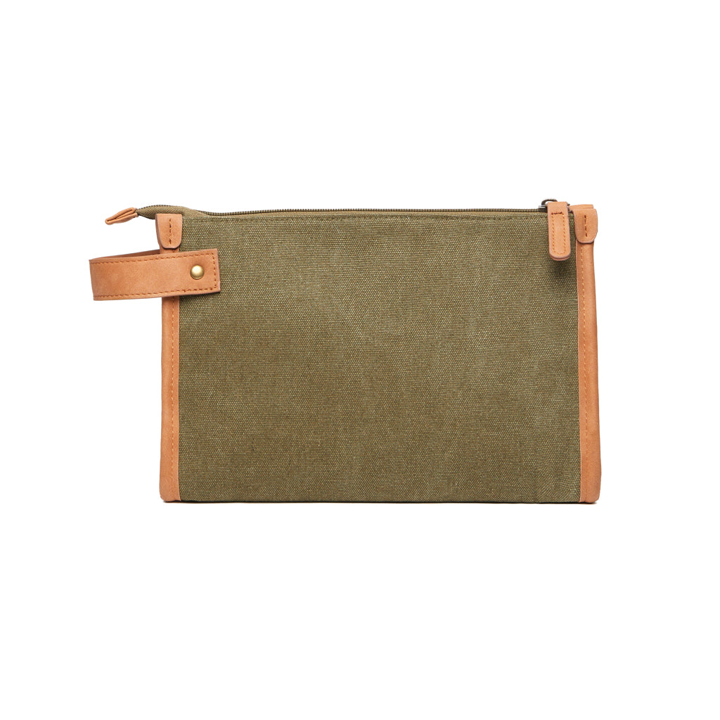 Toilettas met interne vakken, gerecycled canvas, groen