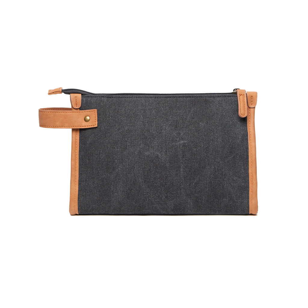 Toilettas met interne vakken, gerecycled canvas, zwart