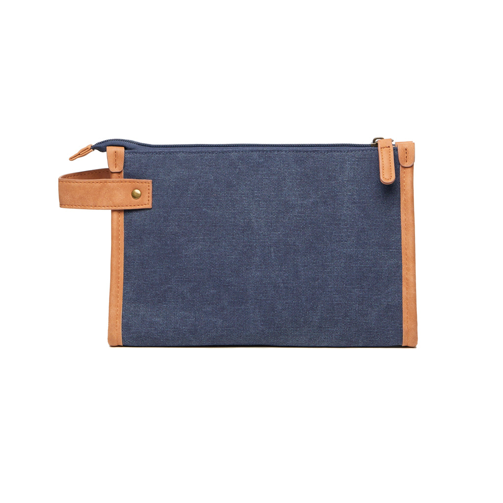 Toilettas met interne vakken, gerecycled canvas, donkerblauw