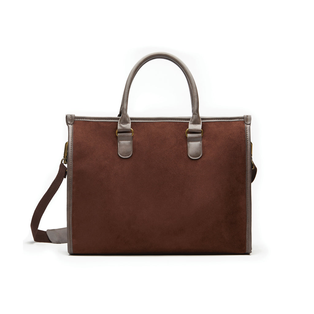 Laptoptas 17 inch met koperen details, bruin