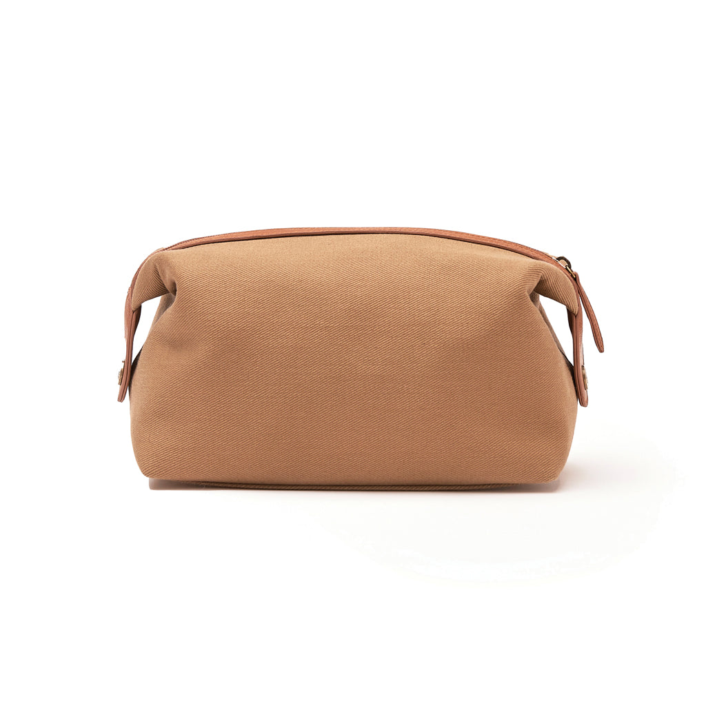 Toilettas, elegant, gerecycled polyester, bruin