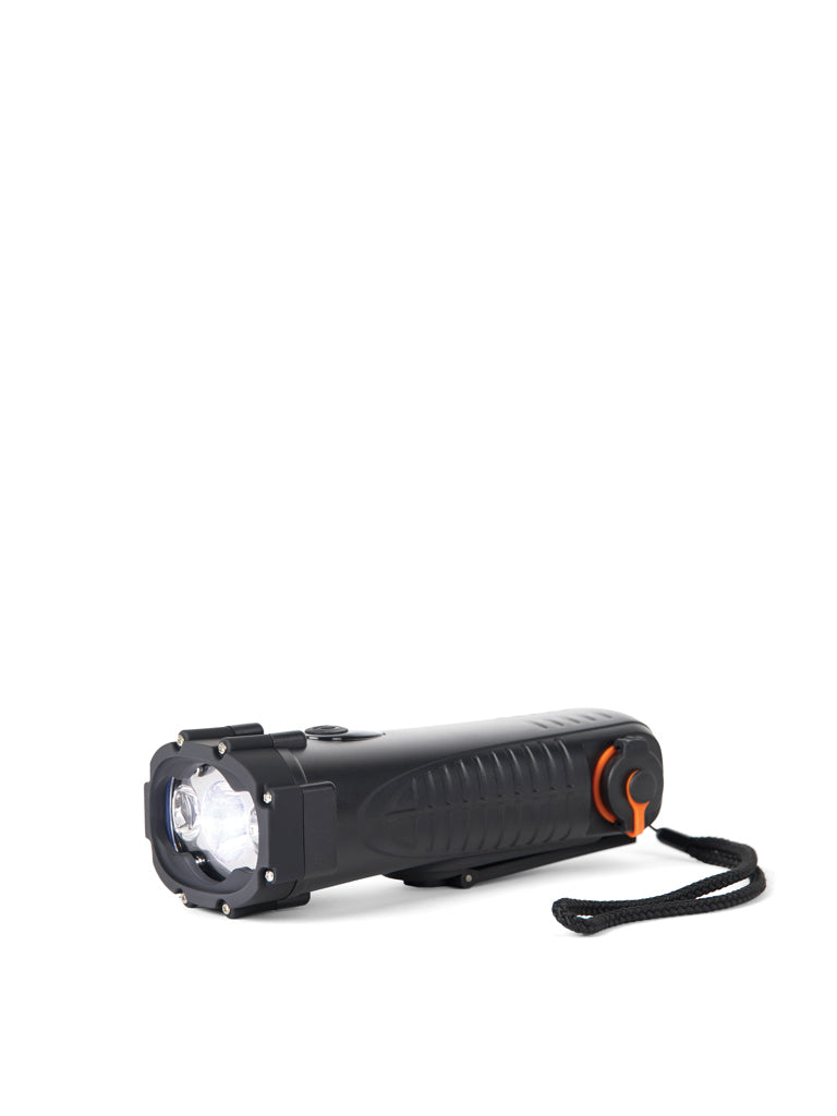 Zaklamp met handdynamo, waterdicht, zwart