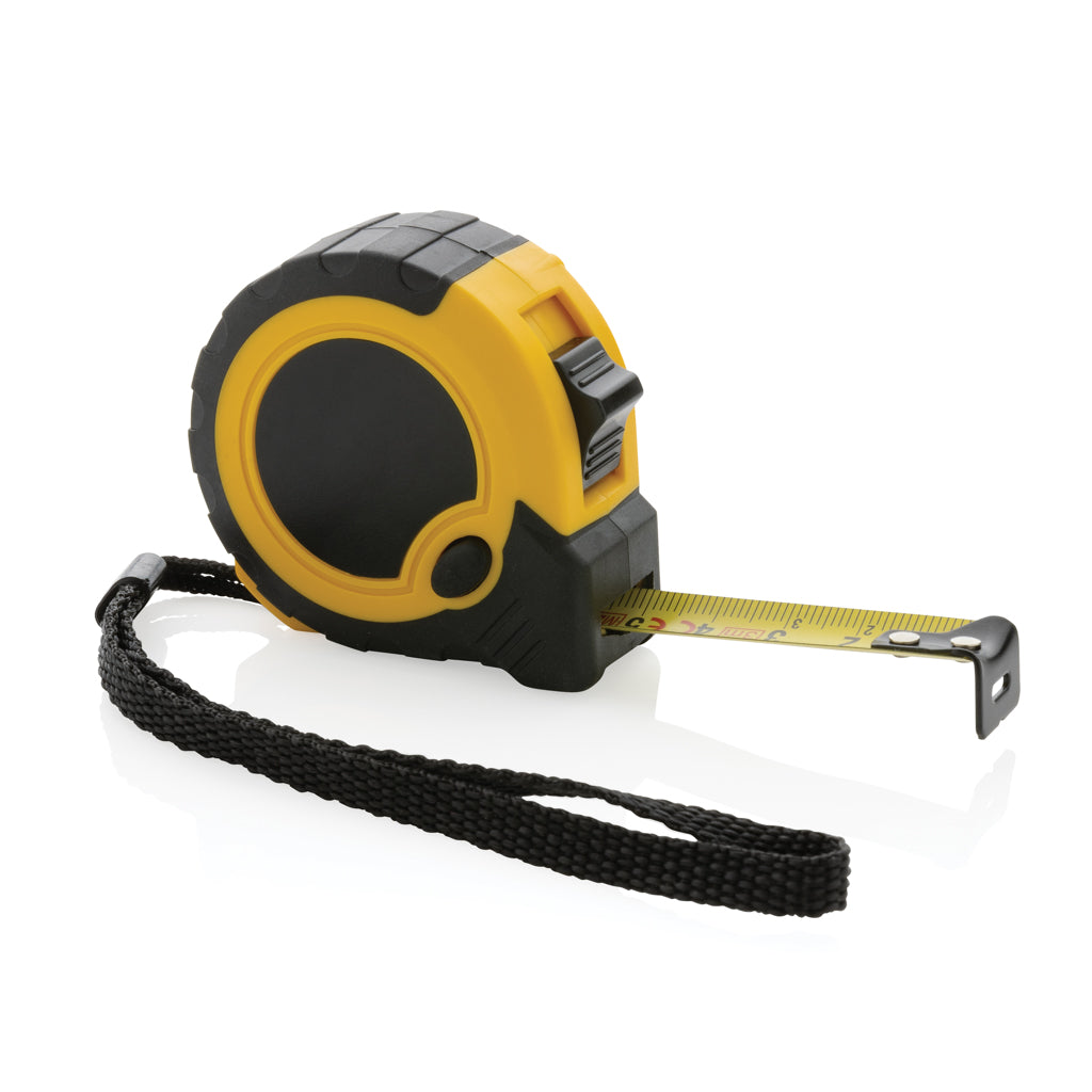 Rolmaat 3 m/16 mm met stopknop, geel