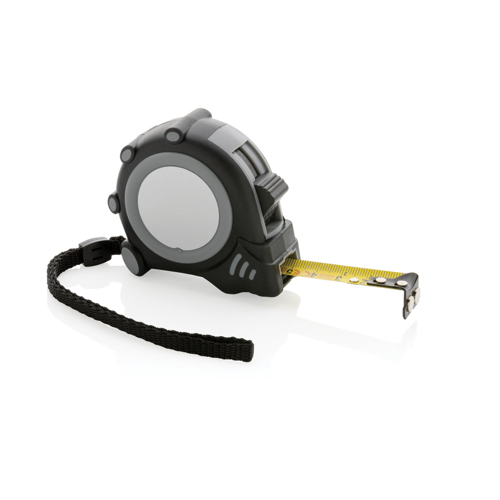 Rolmaat 3 m/16 mm met rubberen grip, grijs