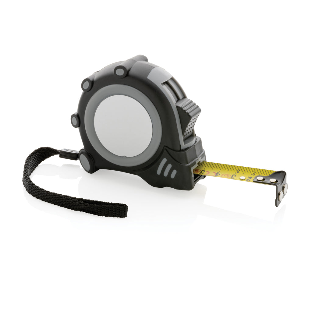 Rolmaat 5 m/19 mm met rubberen grip, grijs