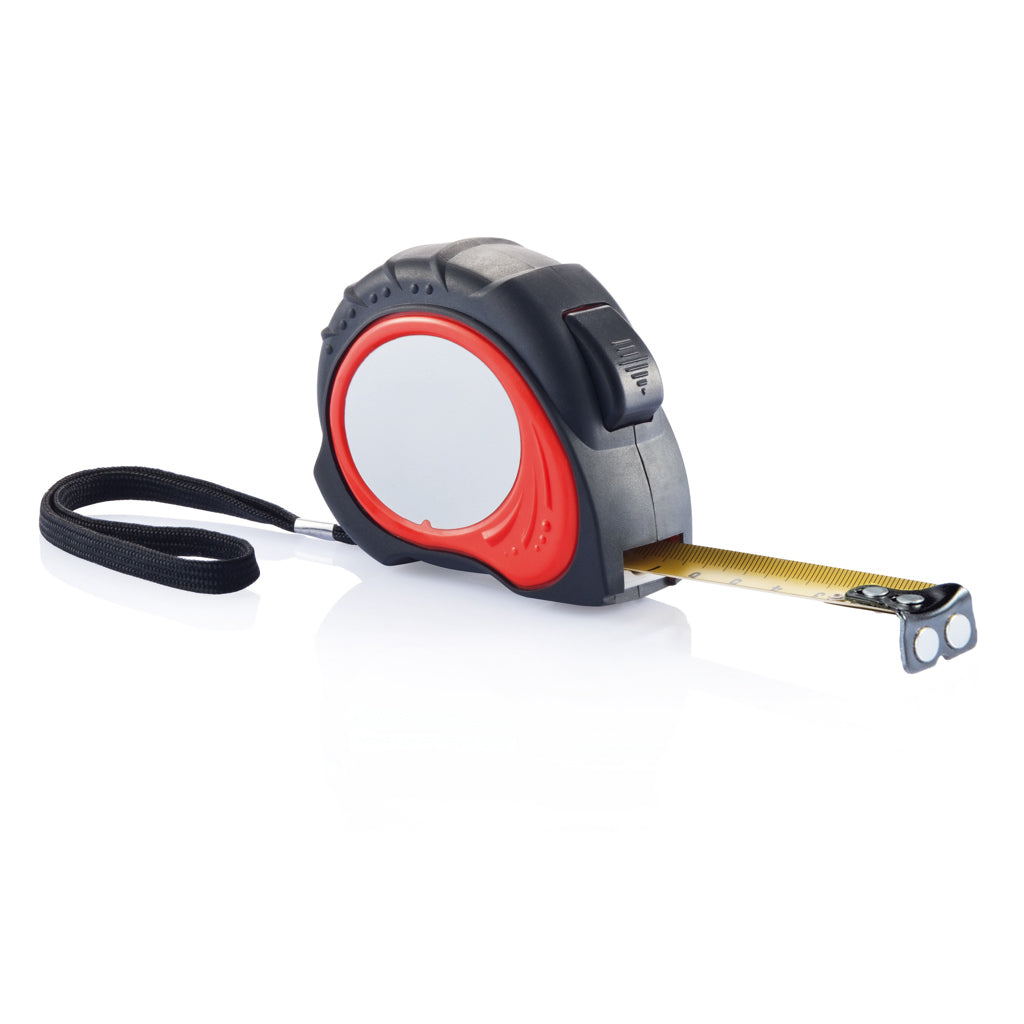 Autostop rolmaat 5 m met magnetische clip, rood