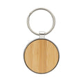 Sleutelhanger rond, zinklegering en bamboe, zilver