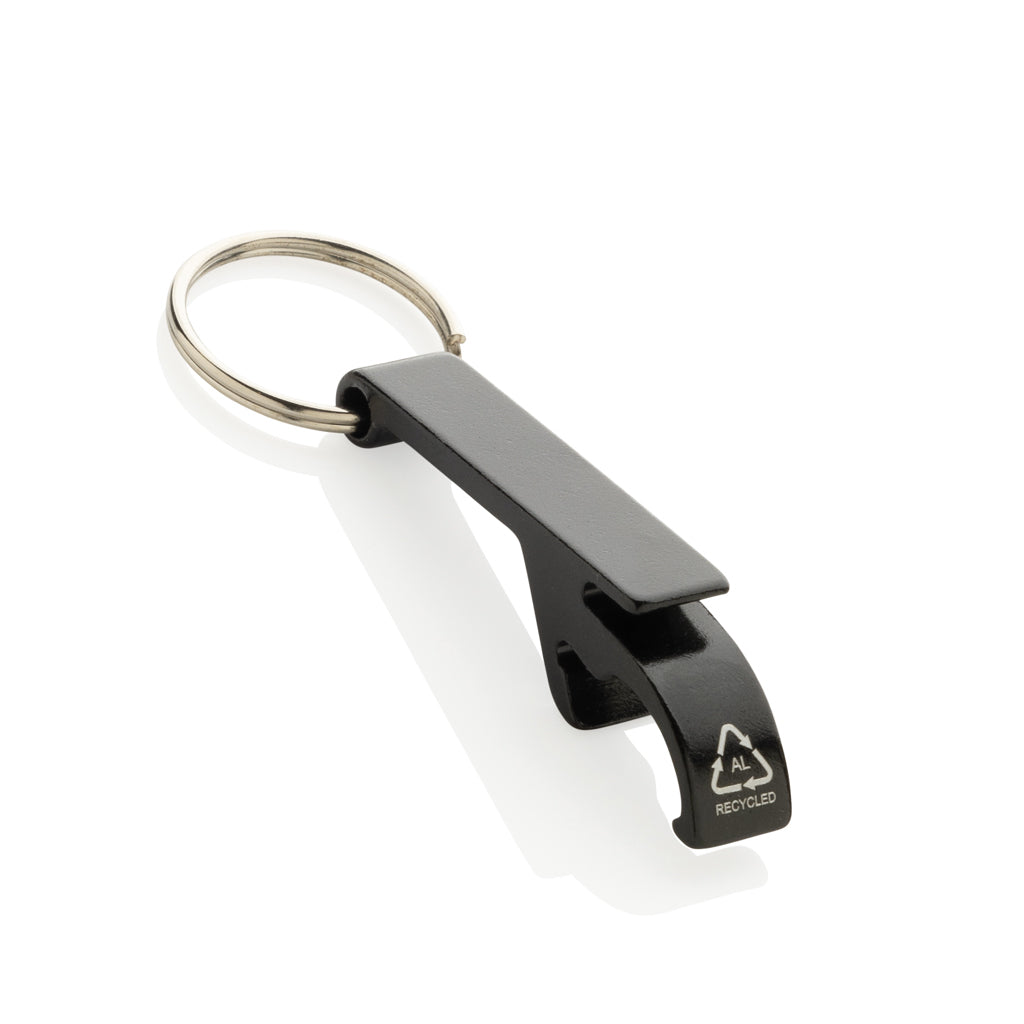 Fles- en blikopener, gerecycled aluminium, zwart