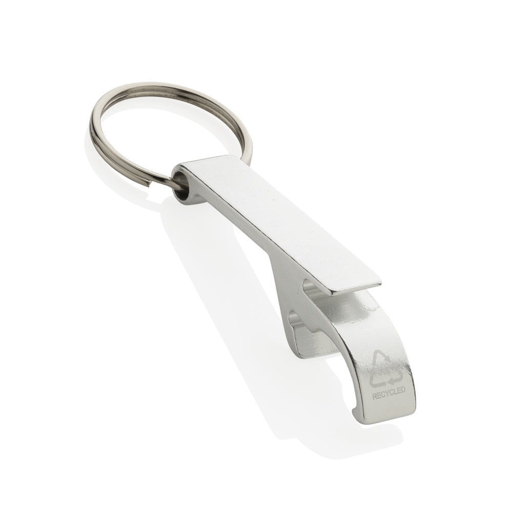 Fles- en blikopener, gerecycled aluminium, zilver