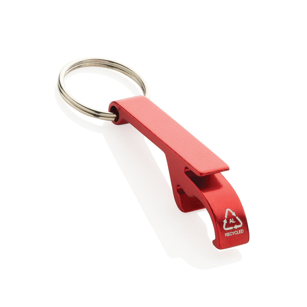 Fles- en blikopener, gerecycled aluminium, rood
