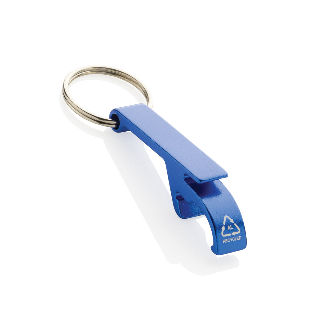 Fles- en blikopener, gerecycled aluminium, blauw