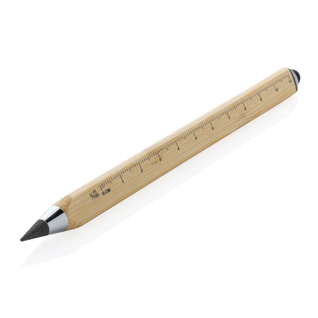 Inktloze pen met liniaal, bamboe, bruin