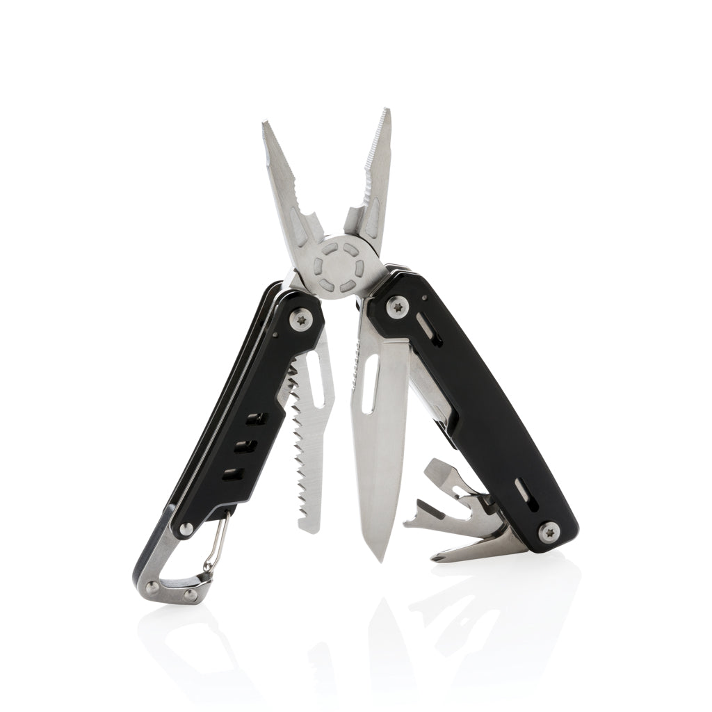 Multitool 11 functies, met karabijnhaak, zwart