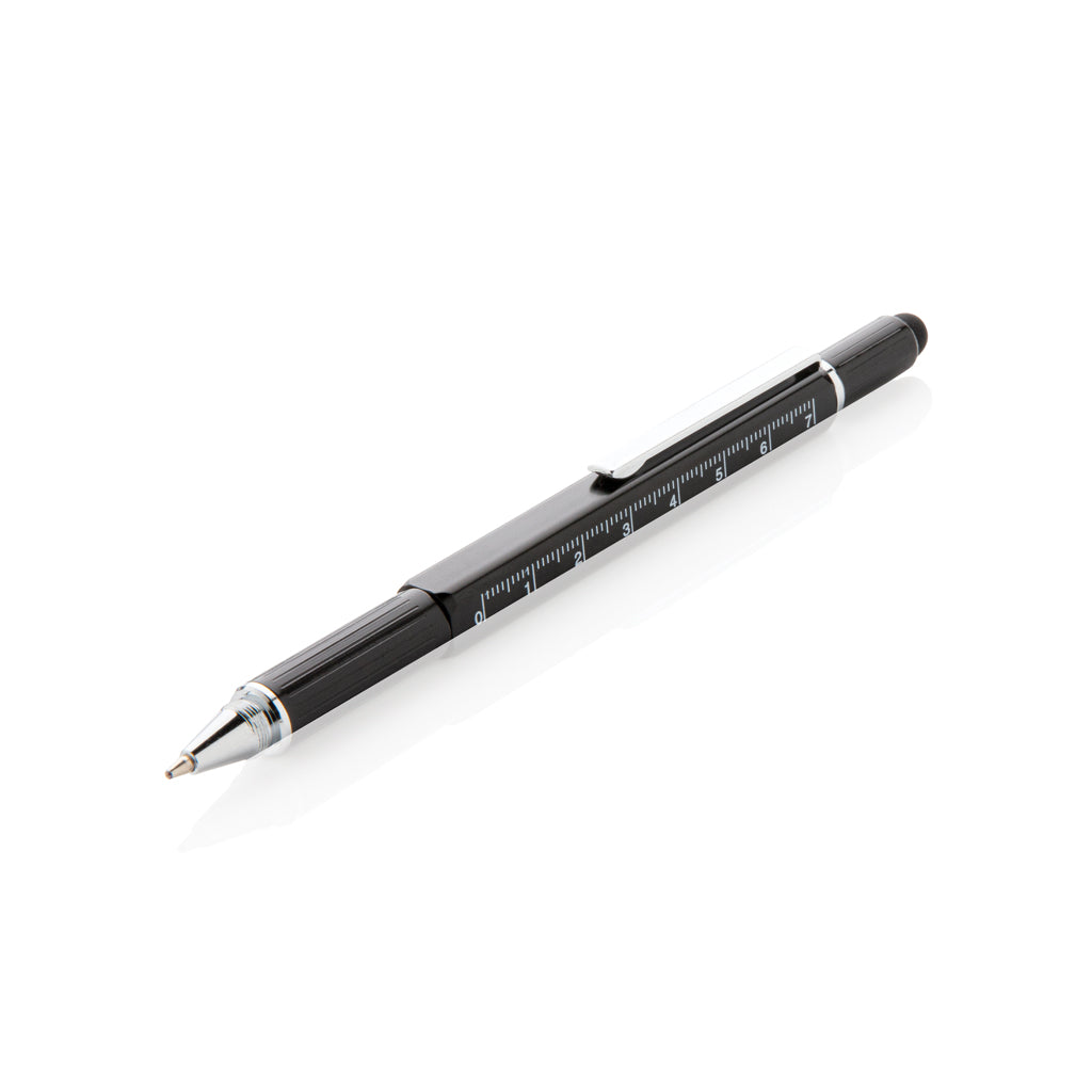 Toolpen 5-in-1, aluminium, zwart