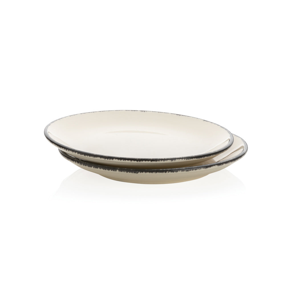Dinerborden, set van 2, keramiek, wit