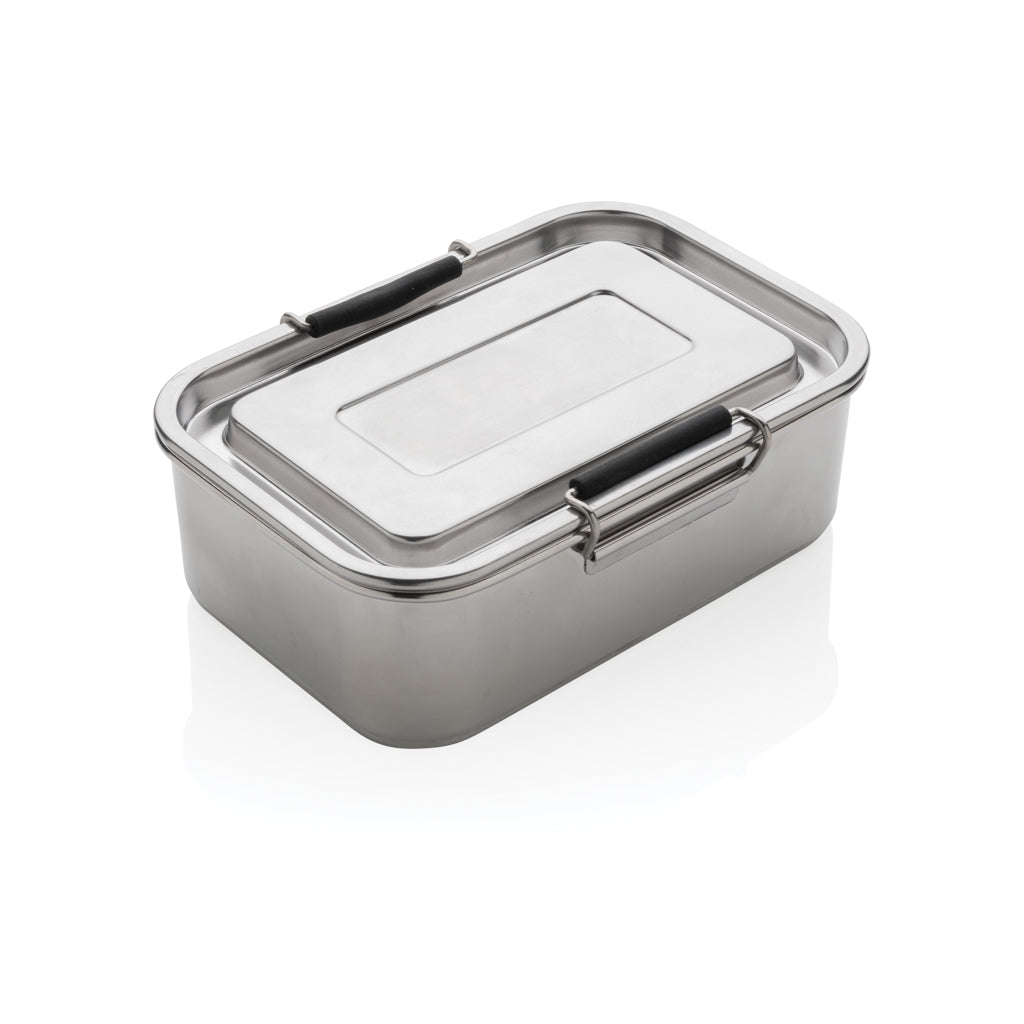 Lunchbox met clipsluiting, gerecycled RVS, zilver
