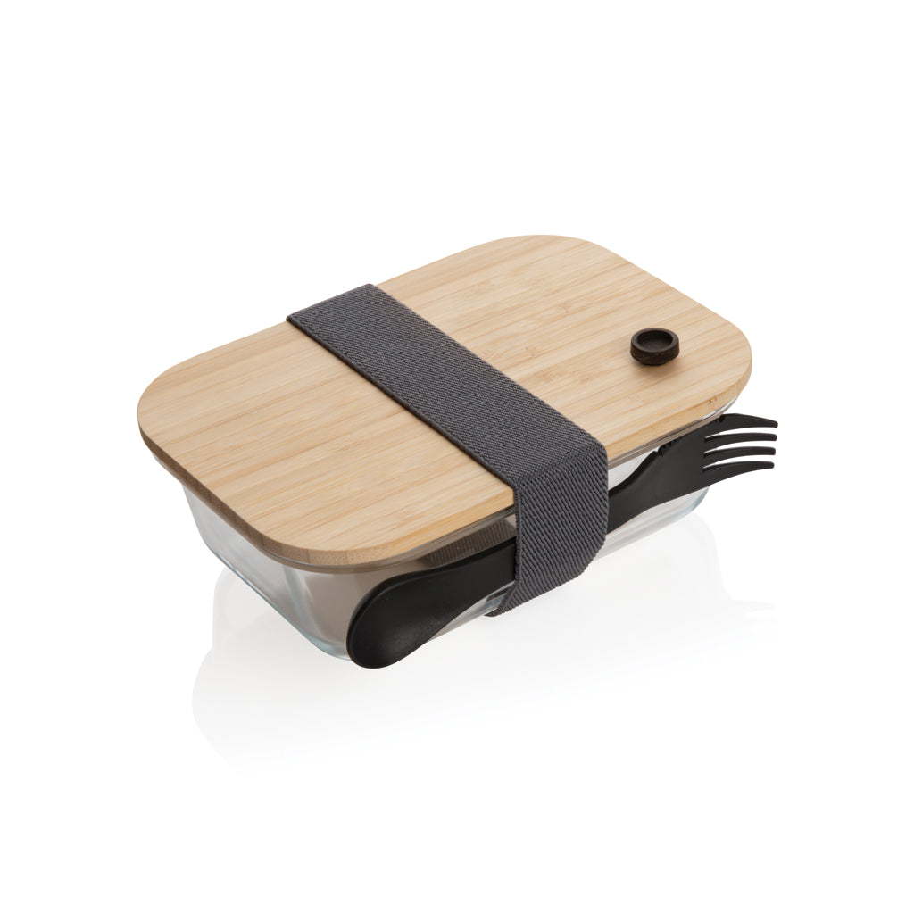 Lunchbox glas met bamboe deksel, transparant