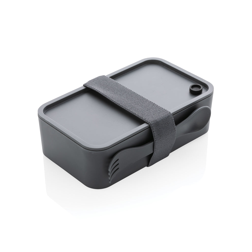 Lunchbox 0,8 liter met spork, antraciet