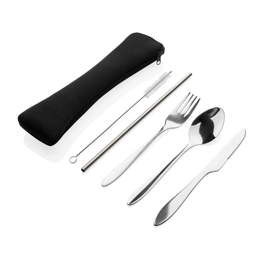 Bestekset RVS, 4-delig, herbruikbaar, zilver