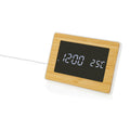 LED-klok, gerecycled kunststof en bamboe, bruin