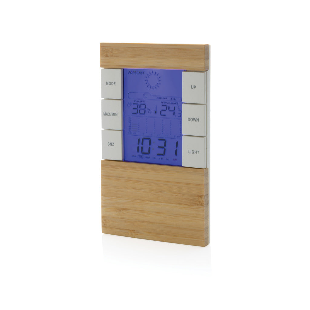 Weerstation, gerecycled kunststof en bamboe, bruin