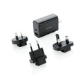 Reisadapter set 30W, met 4 stekkers, zwart
