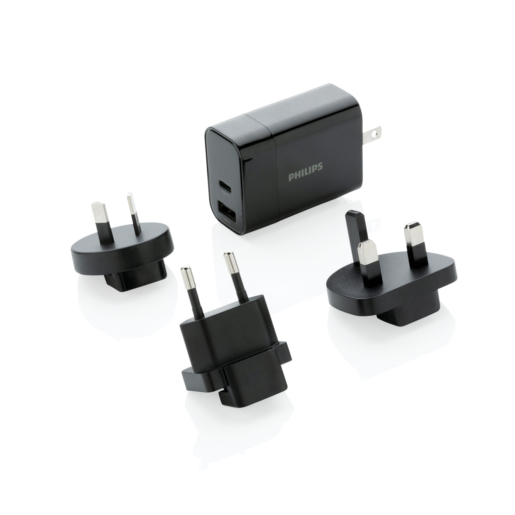 Reisadapter set 30W, met 4 stekkers, zwart