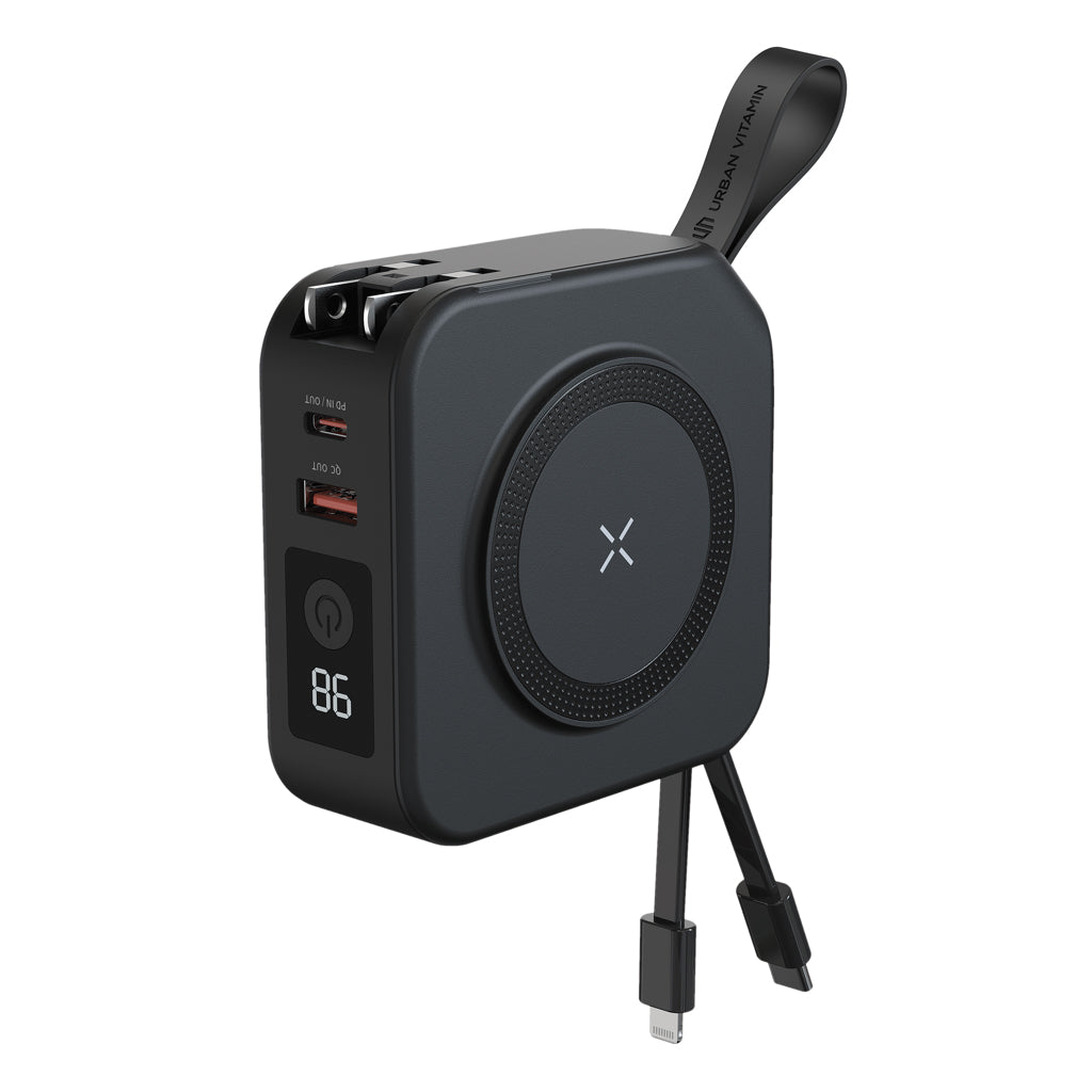 Universele oplader 5-in-1, met powerbank, zwart