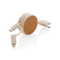 Oplaadkabel 6-in-1, kurk en tarwestro, khaki