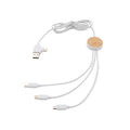Oplaadkabel 6-in-1, 120 cm, bamboe accent, wit