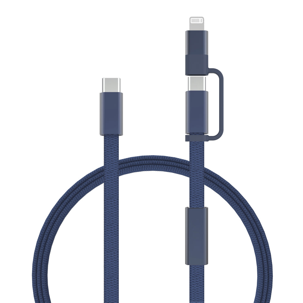 2-in-1 snellaadkabel 60W, 120 cm gevlochten, blauw