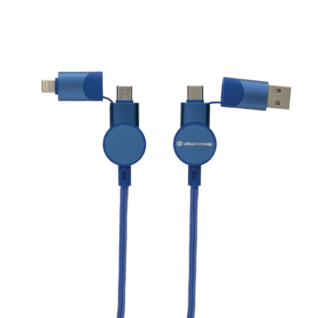 Snellaadkabel 45W met 5 aansluitingen, 120 cm, blauw